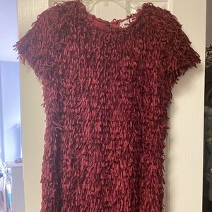 Velvet fringe dress-wine